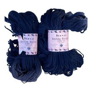 Bernat Navy Blue Yarn lot of 2 vintage virgin wool